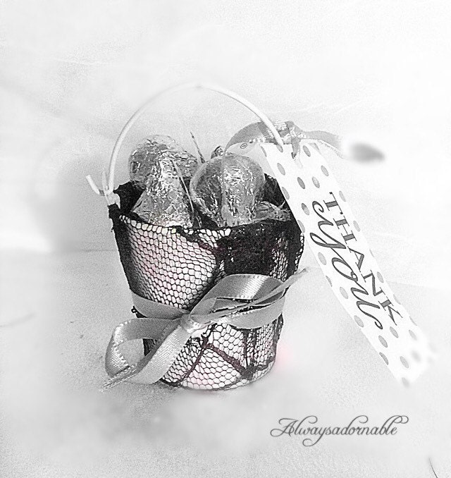 Lace party favors tin pails Wedding gifts 6 Piece mini