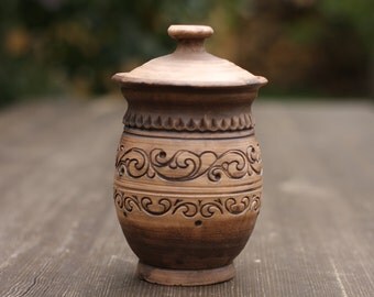 Cookie jar Pottery pot Ceramic jar Stoneware jar Pottery container Pottery tanker Candy jar Rustic Kitchen New home gift Housewarming gifts