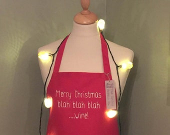 Christmas Apron Wine Apron Embroidered Apron Foodie Gift Kitchen Gift Gifts for Food Lovers Christmas Dinner Apron