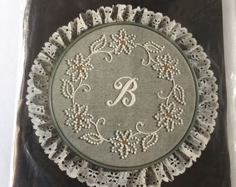 CHARMIN Cross Stitch Kit # 07-30 MONOGRAM H o-o-o p s Hoop Included