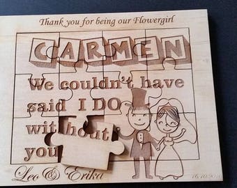 Will you be my flower girl personalized gift proposal flower girl wedding invitation puzzle custom be my flower girl jigsaw bridal party
