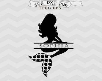 Mermaid svg Mermaid monogram svg Split monogram svg Mermaid dxf Girl monogram svg Cricut downloads Cricut files for Silhouette files