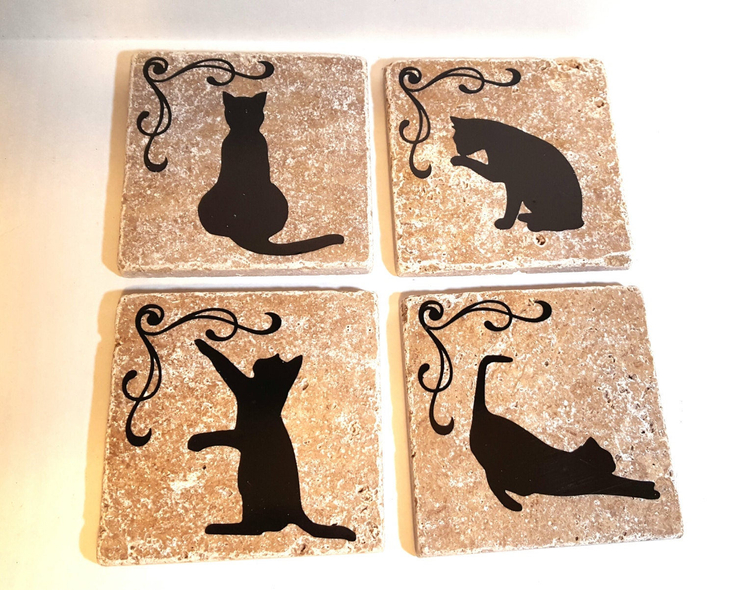 cat coasters natural stone coaster feline coasters cat