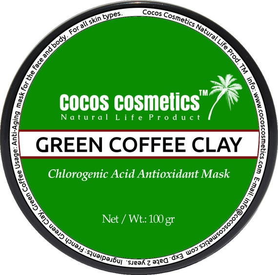 Green coffee clay mask - French green clay and coffee detox mask with chlorogenic acid powerful antioxidant
