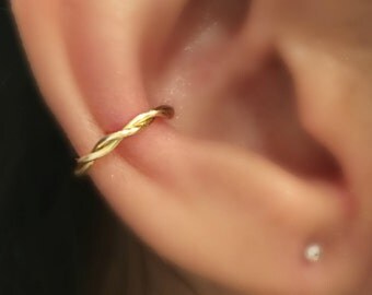 Earrings, Cartilage Earrings, Twisted Ear cuff,Boho Jewelry,Fake Conch piercing,Conch piercing,Ear Cuff, Ear Jacket,