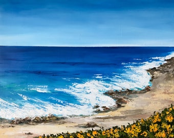 Point Lobos Painting, Ocean Seascape art, California Beach, Monterey Bay, Modern wall art, Acrylic Landscape, Coastal decor, Big Sur.