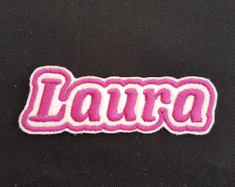 Personalised Embroidered Name Patch Badge L1 Girls Boys Iron on or sew