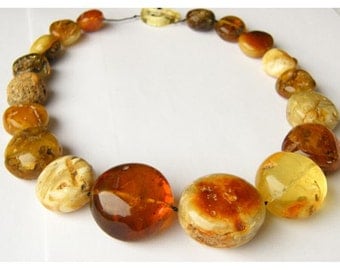 MEGA Amber Necklace,genuine baltic amberstone, multicolour, polished, modern, new fashion, gift for she, giftbox, Unique, Amberballs, NEW
