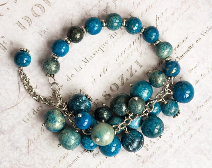50% OFF SALE Galaxy bracelet, Navy blue bracelet, Space bracelet, Blue bead bracelet, Dark blue bracelet, Cobalt blue bracelet