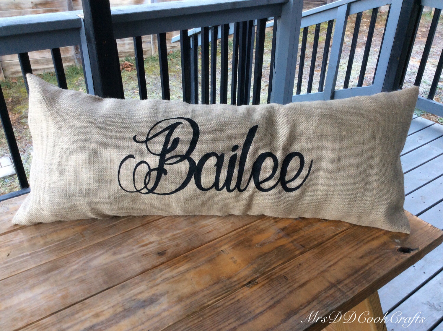 Lumbar Pillow Burlap Pillow 14x36 Pillow Last Name Pillow