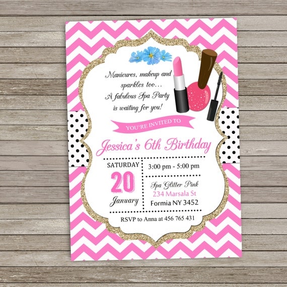 Makeup Invitation Makeup Birthday Party Invitation Spa