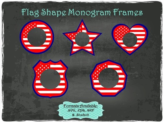 Download Flag Shape Monogram Frames in .SVG .EPS & .DXF formats Craft