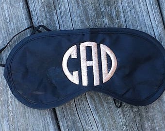 Custom Personalized Monogrammed Black Sleep Mask - free monogram! Perfect for Wedding and Slumber Party Favors