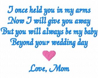 Wedding Poem Flower Girl handkerchief Embroidery. Basket