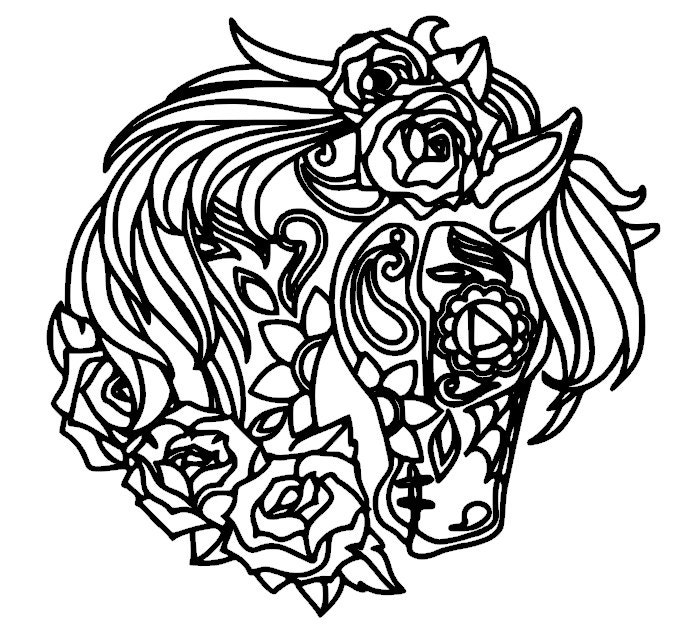 Sugar Skull Horse Head SVG Cut File Jpeg Png Dxf Wood Sign