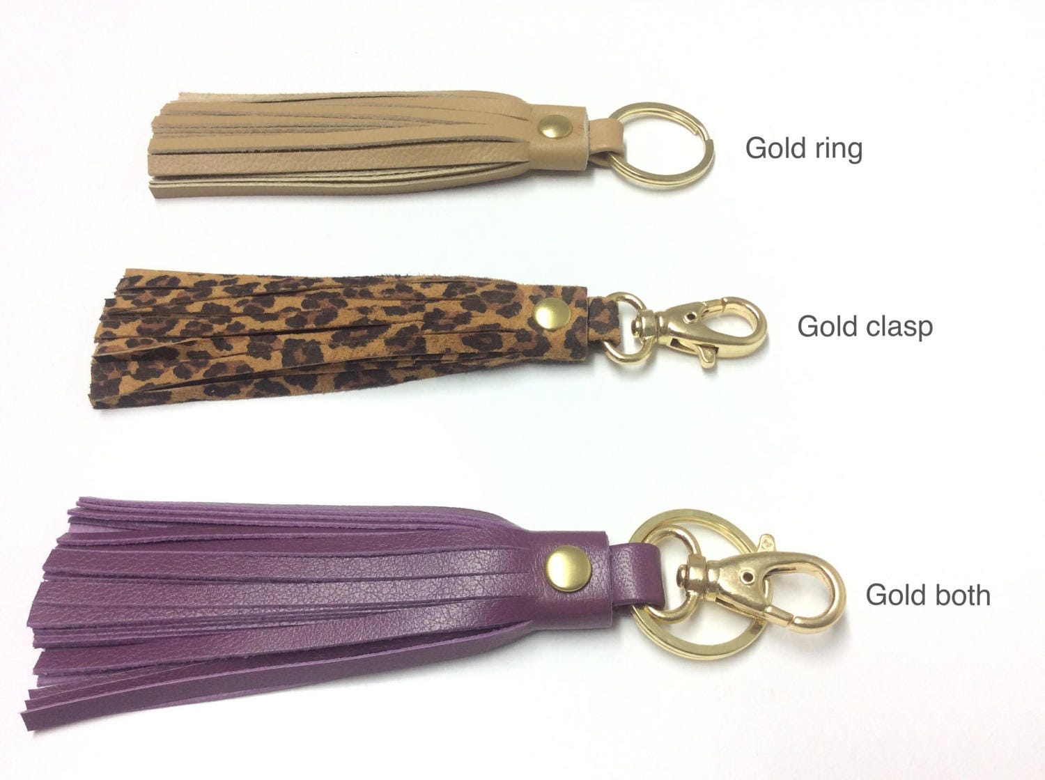 Leather tassel keychain.Leather key fob.Leather tassel