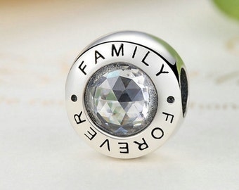 Sterling 925 silver charm family forever bead pendant fits Pandora charm and European charm bracelet