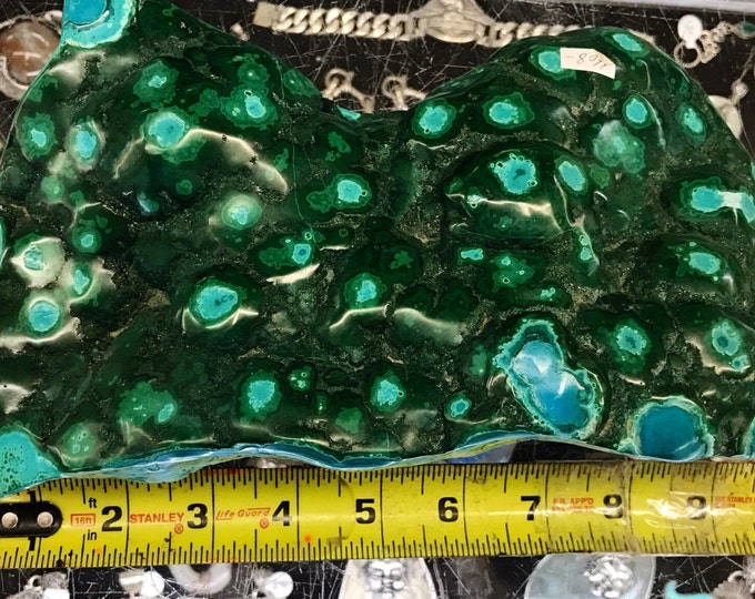 Malachite & Turquoise Mineral Specimen from Congo- 9 1/2" X 6 1/2"- Rare Specimen- Shatukite- Green Malachite \ Green \ Gemstone \ Minerals