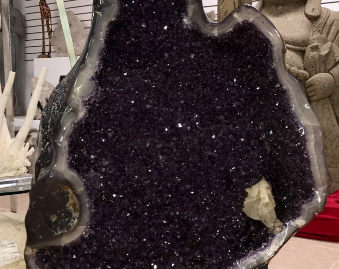 Amethyst Geode Fully Polished w/ HUGE Calcite Point 45" Tall X 25" Wide Home Decor \ Metaphysical \ Fung Shui \ Crystal \ Home Decor \ Reiki