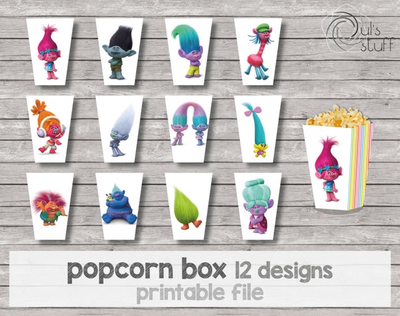 Trolls Popcorn Container Template