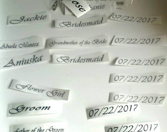 Vinyl wording for hangers, wedding hangers, personalised vinyl, vinyl lettering, wedding customised