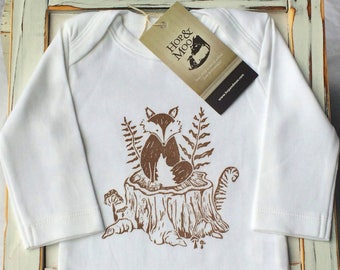 WOODLAND FOX- LONG Sleeve Organic Baby Onesie