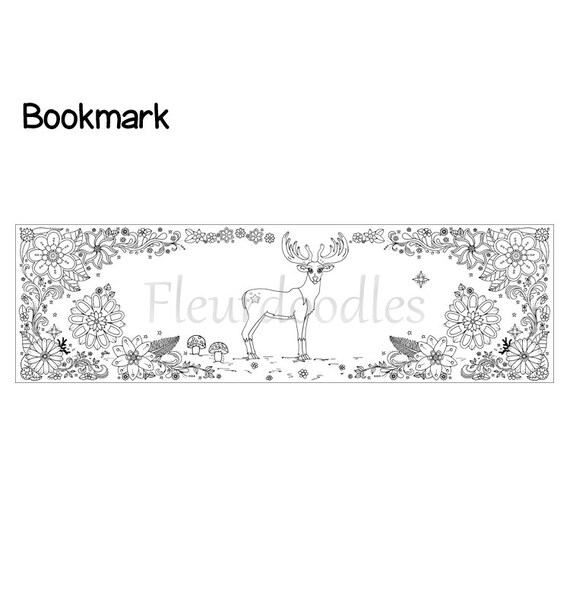 Items similar to bookmark Deer - adult coloring page printable book