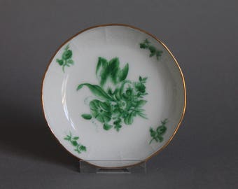 Herend Bouquet de Tulipe Green Round Butter Pat Dish # 7765 TBP