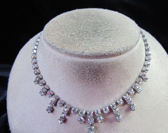 Vintage Silvertone Clear Rhinestone Necklace