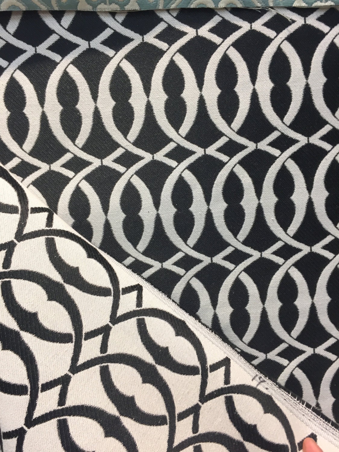 P Kaufmann Line Drawing Stone black White Woven Fabric By the