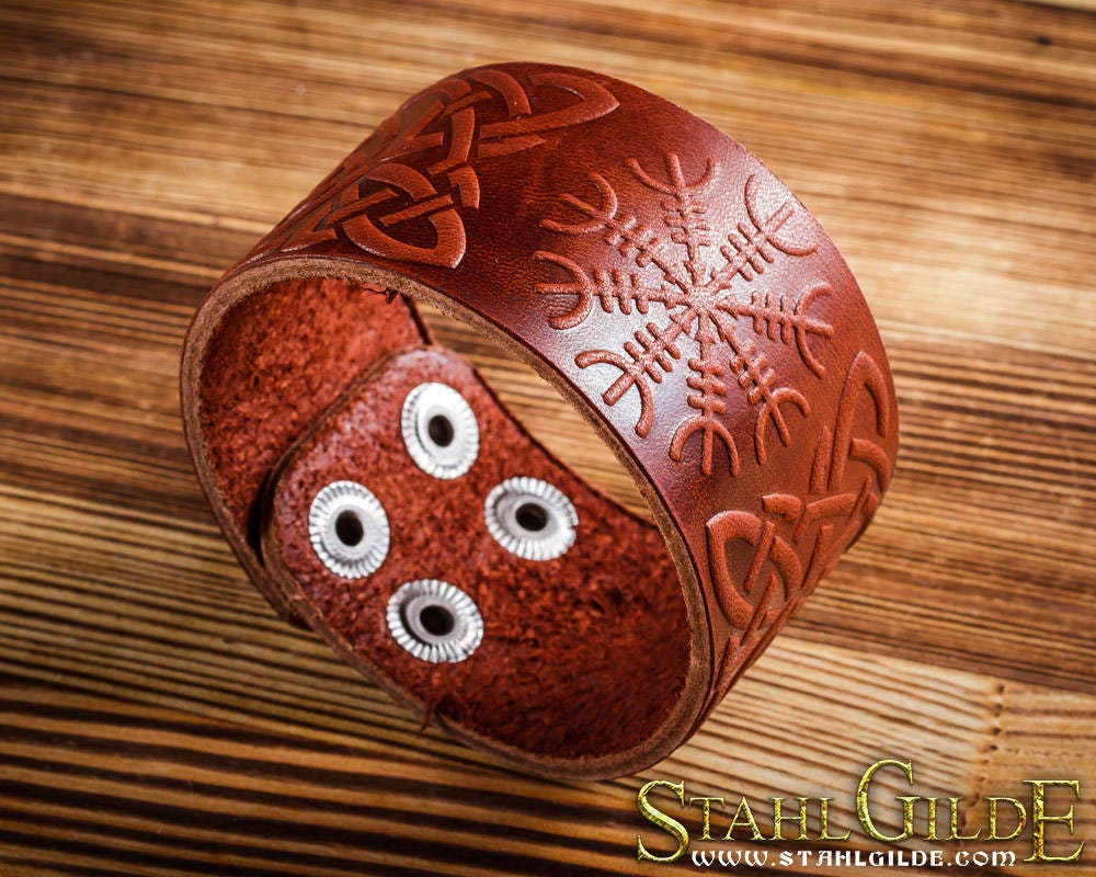 Leather Bracelet Cuff Wristband Vikings Nordic Talisman Amulet