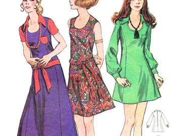 Butterick 5886, Junior & Misses' dress in three lengths; circa 1970; size 9 bust 32