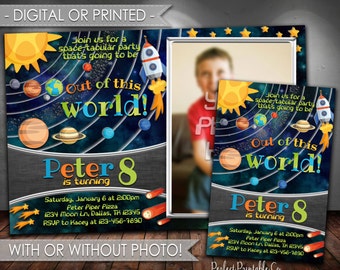 Outer Space Invitation, Solar System Invitation, Solar System Birthday Party Invitation, Planet Invitation, Invite, Digital or Printed #584