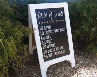 Order of Events Sign, Chalkboard Easel, Rustic Wedding Easel, Kitchen Chalkboard, Wedding Chalkboard, Easel, Chalk board, Easel, Ceremony,