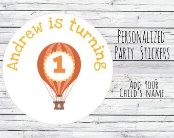 Personalized Hot Air Balloon 1st Birthday Party Favor Tags, Fairytale Theme, Bag Tags, Thanks for Coming, Stickers, Unicorn You Choose Size