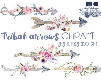 Tribal arrows clipart Arrow Clipart Tribal Clipart Tribal Arrows Arrows clip art Watercolor arrows Painted arrow clip art Instant download