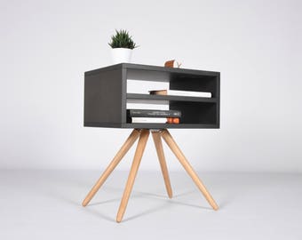 Bedside / End table modern in mid century style / Nightstand modern made in solid oak / Furniture bedside table wood / Side table design