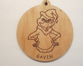 The Grinch Inspired Character Wood Christmas Tree Ornament