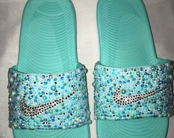 glitter nike slides