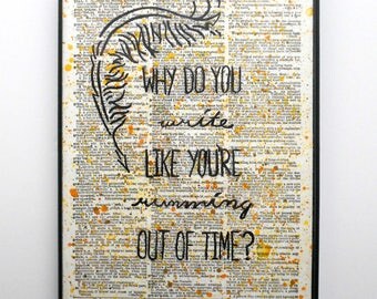 Hamilton Musical Lyrics 5x7 Quote Wall Decor, Why Do You Write Like You're Running Out of Time, College Dorm Decor, Wall Art