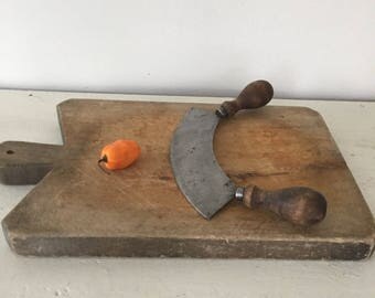 Vintage French anchor chopper with wooden handles