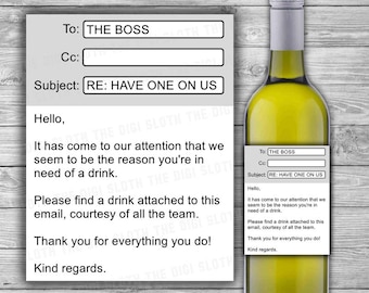 Boss Appreciation Wine Label - INSTANT DOWNLOAD - We Might Be The Reason You Drink - Funny Work Thank You - Gift Idea From Team - W08