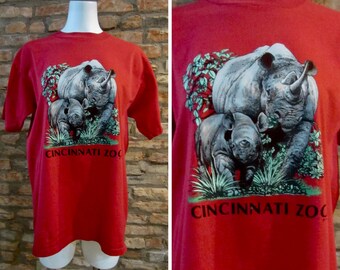 Vintage T-Shirt • Vintage 80s Shirt • Vintage Cincinnati Zoo • XL Graphic Tee • Rhino Rhinoceros Animal Shirt • Harambe Shirt • Ohio T-Shirt