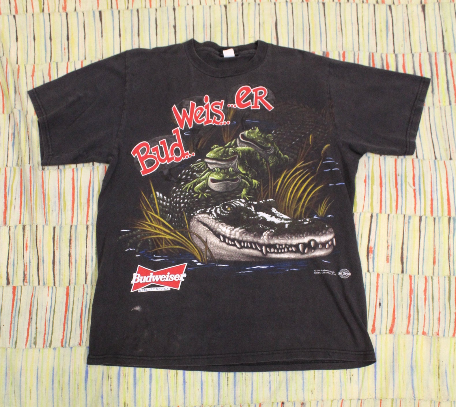 Vintage 90's Budweiser Frogs Beer T-shirt Size Large