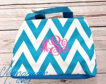 Monogrammed Lunch Box/ Chevron Print/ FREE MONOGRAM