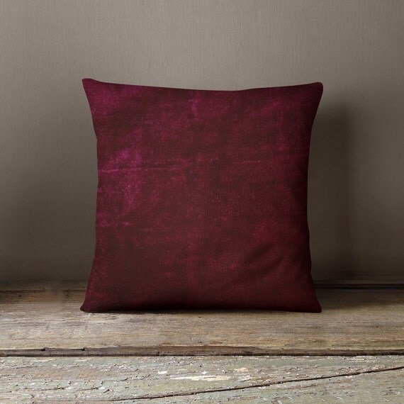 Burgundy Velvet Pillow Wedding Decor Plush Dorm Throw