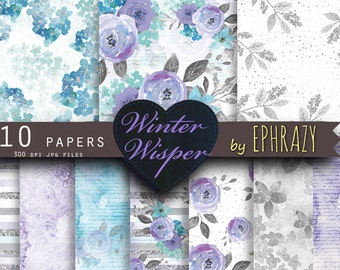 30% OFF AND MORE. Flower digital paper. Floral digital paper. Flower paper. Winter digital paper. Watercolor paper. Digital paper.