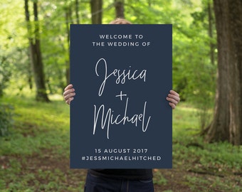 Wedding Welcome Sign | Printable Wedding Welcome Sign | Wedding Decor | Navy Mulberry Wedding | Digital Download | The Ellie Suite