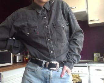 Levis denimshirt grey washed with white paintstains, Levi's denimshirt,