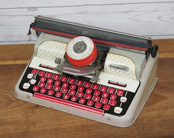 Vintage 1960s Mid Century Mettoy Metal Tinplate Child’s Kid’s Toy Elegant Typewriter